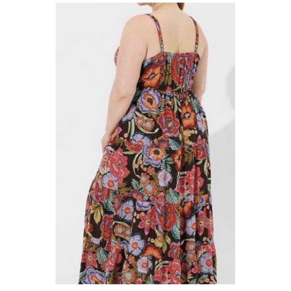 Torrid Maxi Challis Tiered Dress Floral Sz 2 Sleeveless Boho Summer Festival - Picture 2 of 14